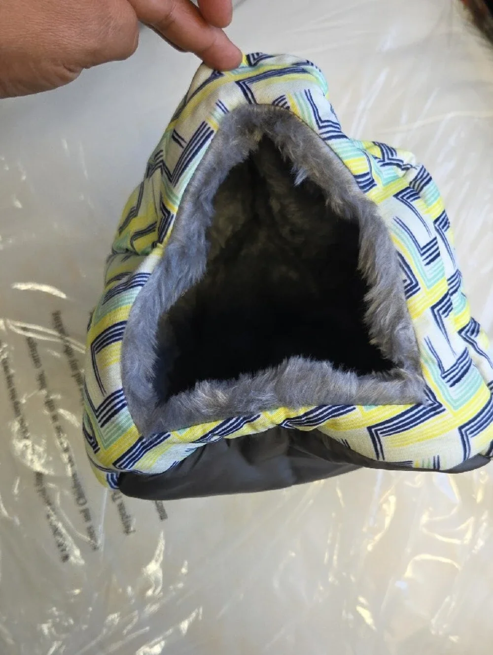 Plush Small Pet Hideaway House in Blue & Yellow